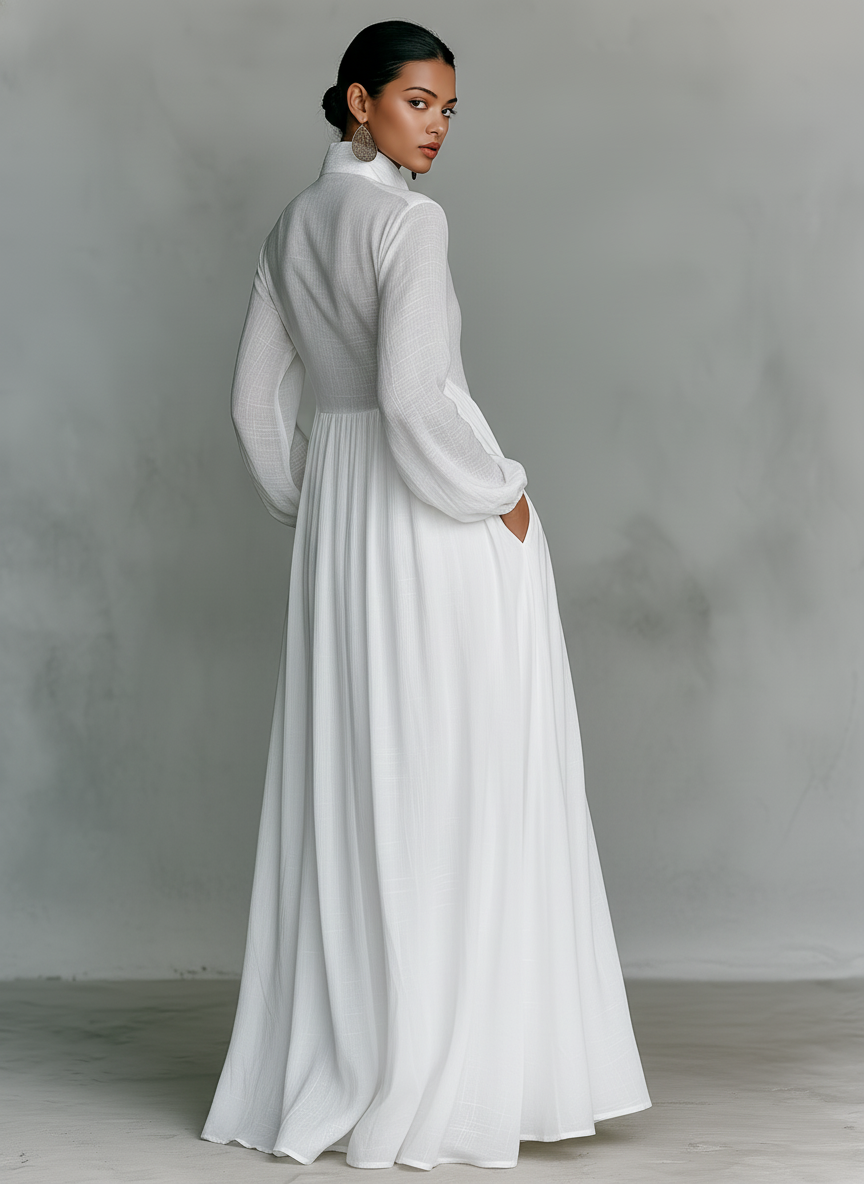 GRACE | BUTTONED MAXI DRESS WITH FLARED SKIRT