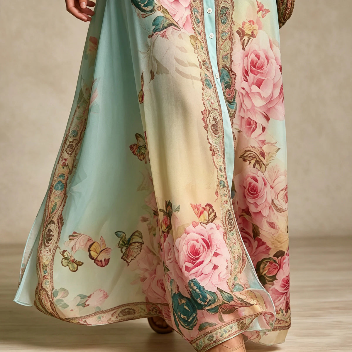 VIOLET boho floral shirt maxi dress