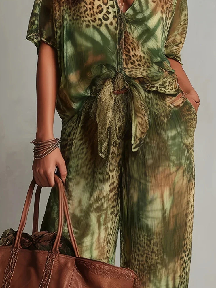 MAYA | BOHO JUNGLE-PRINT PALAZZO SET