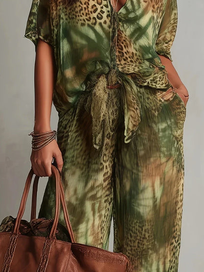 MAYA | BOHO JUNGLE-PRINT PALAZZO SET