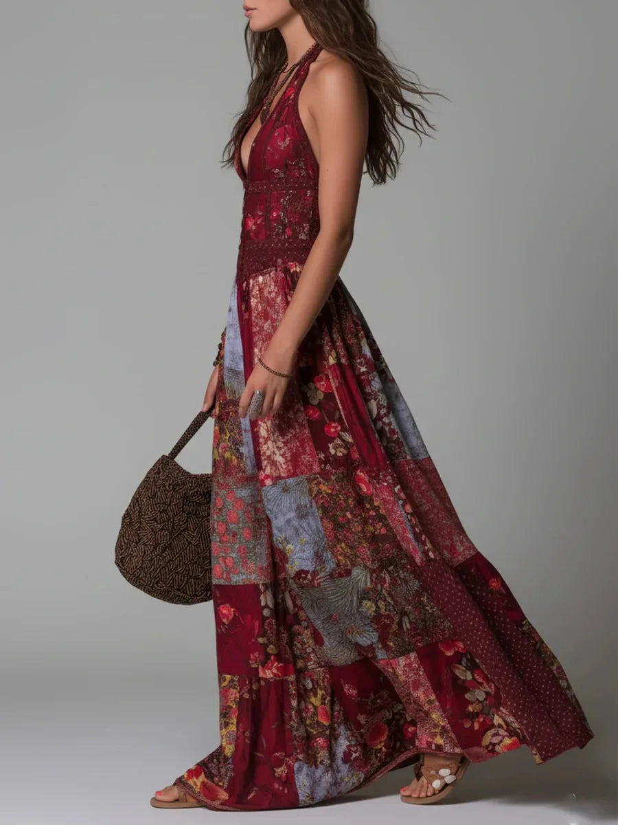 PIPER | VINTAGE BOHO PATCHWORK-FLORAL MAXI DRESS