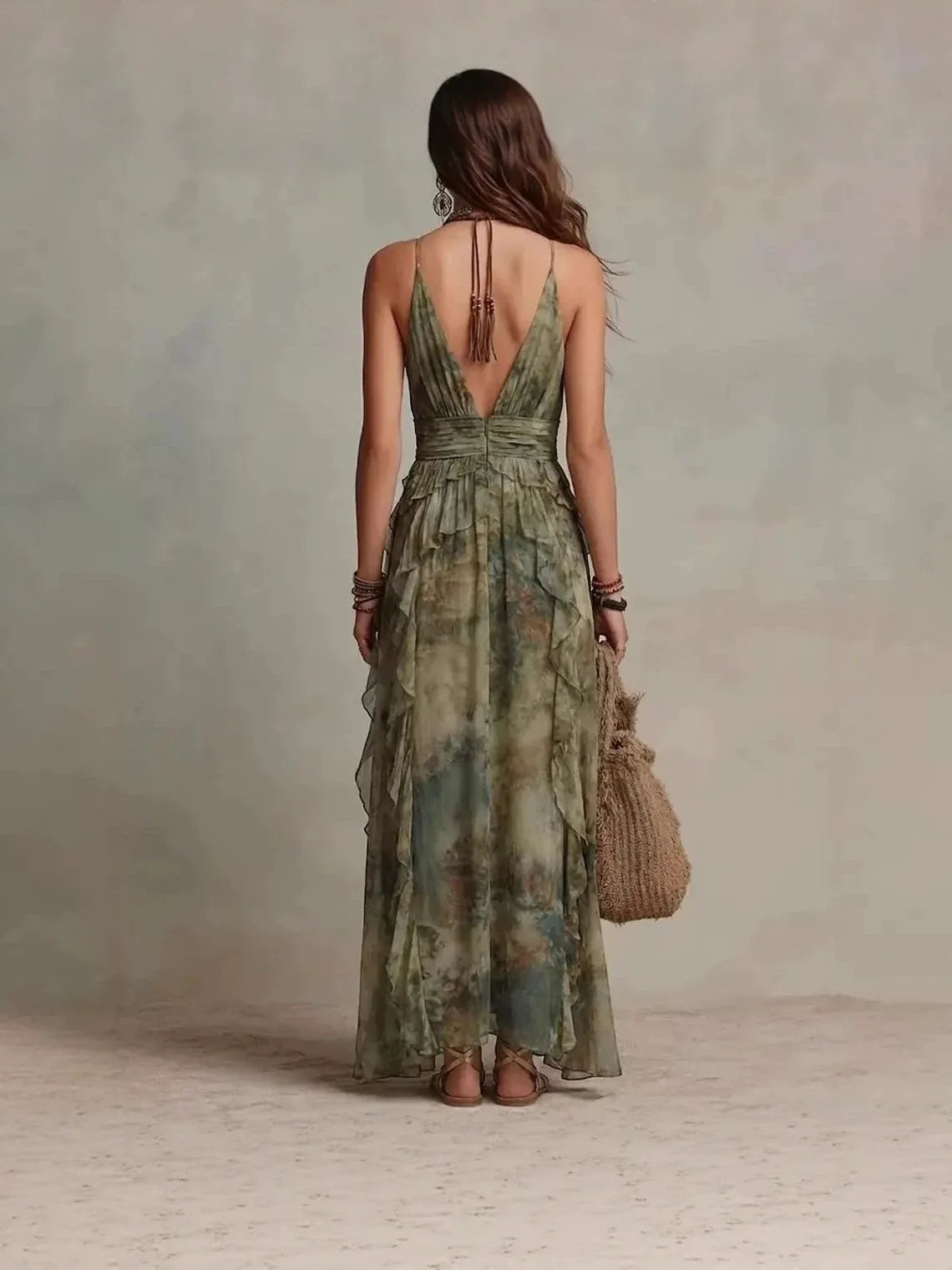 MATILDA boho watercolour tie-dye maxi dress