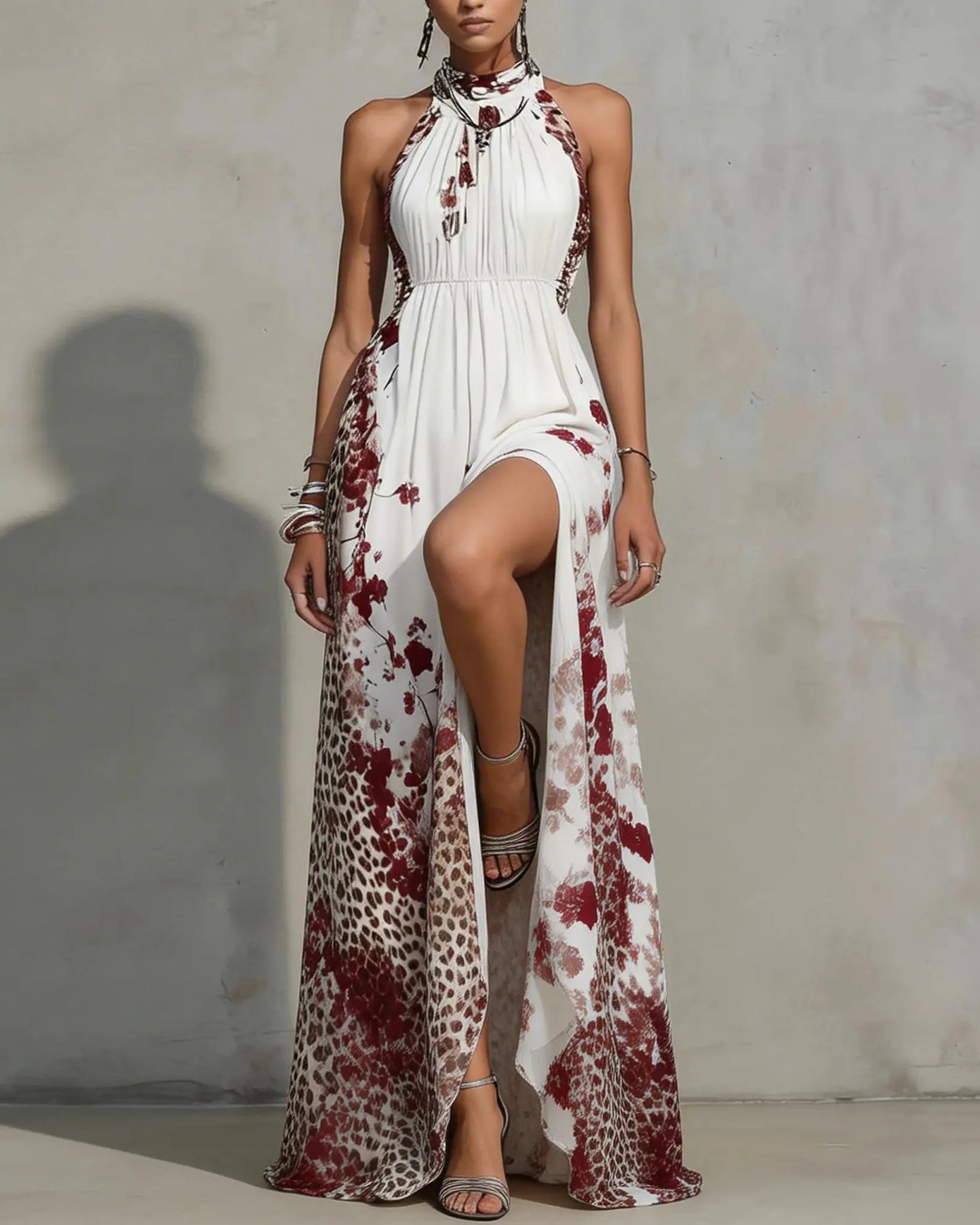 BINDI | FLORAL AND ANIMAL-PRINT MAXI DRESS