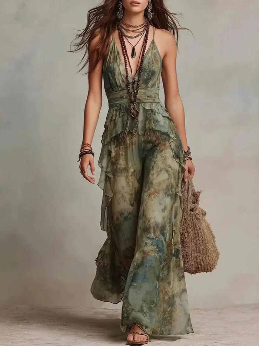 MATILDA boho watercolour tie-dye maxi dress
