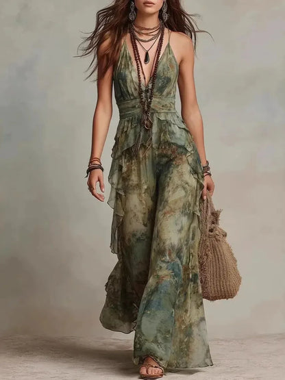 MATILDA boho watercolour tie-dye maxi dress
