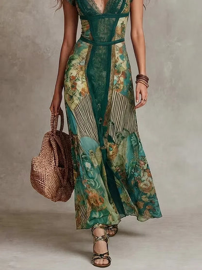 CHLOE | VINTAGE BOHO FLORAL DRESS WITH LACE