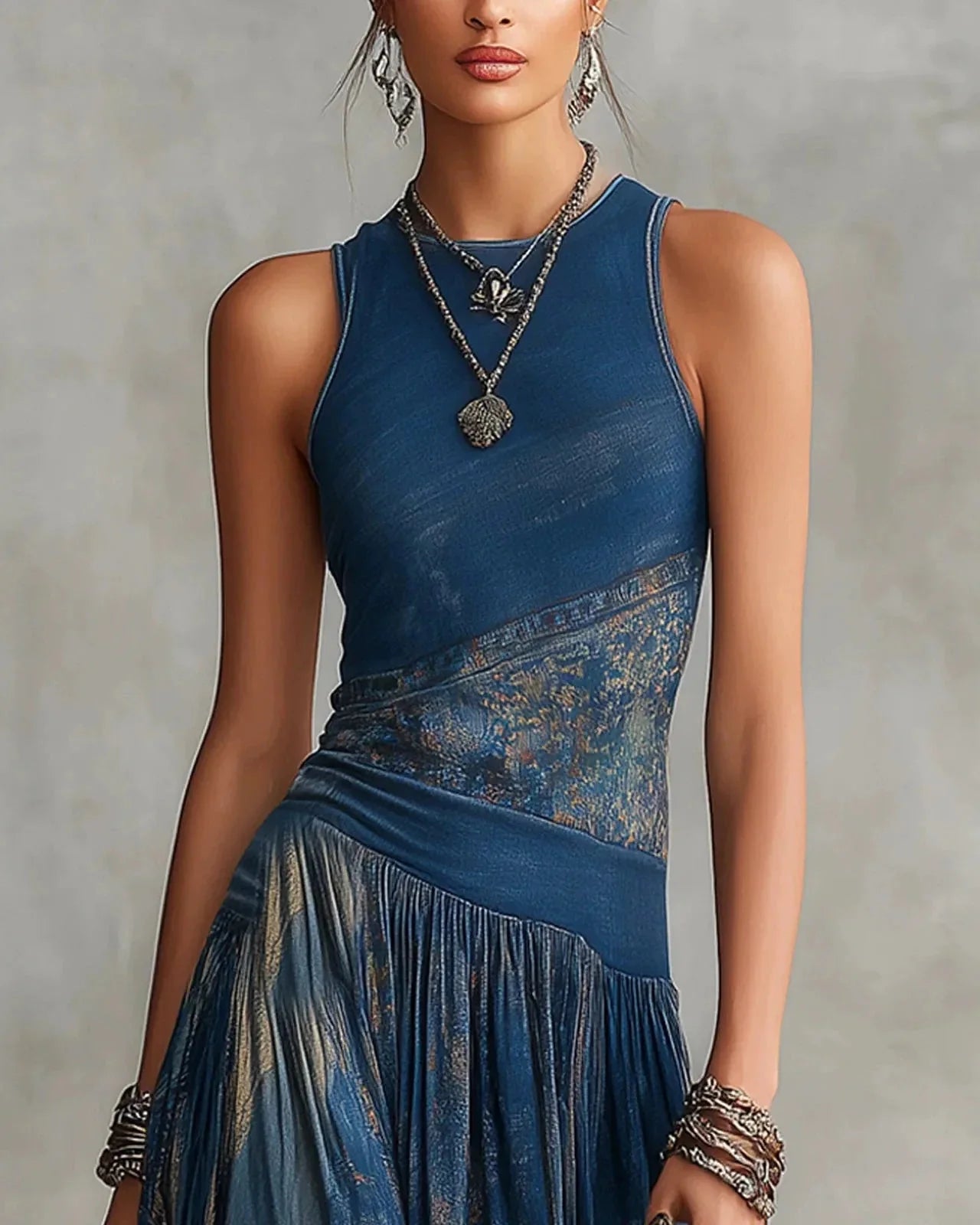 RUBY | BOHO AZTEC-PRINT MAXI DRESS WITH FLARED SKIRT