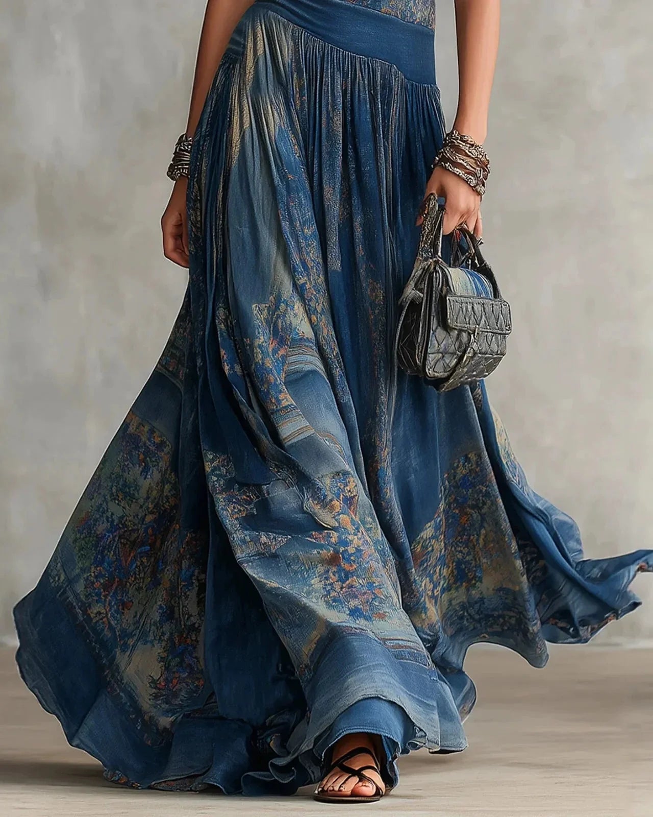 RUBY | BOHO AZTEC-PRINT MAXI DRESS WITH FLARED SKIRT