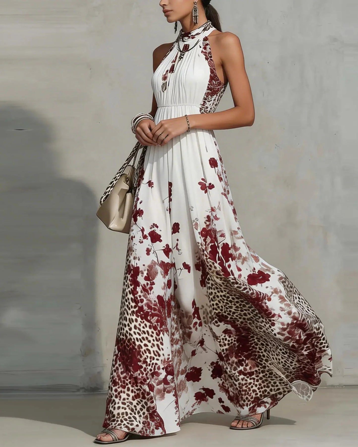 BINDI | FLORAL AND ANIMAL-PRINT MAXI DRESS