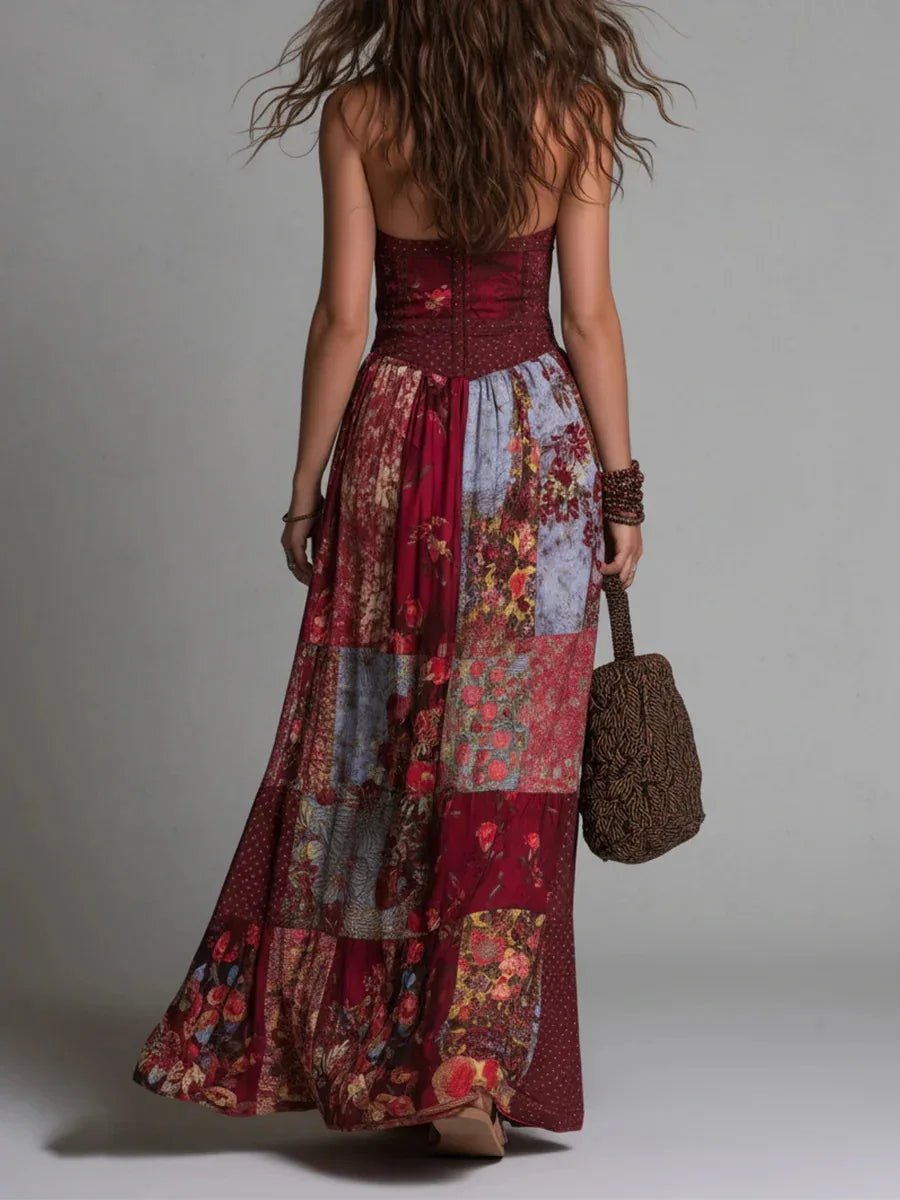 PIPER | VINTAGE BOHO PATCHWORK-FLORAL MAXI DRESS