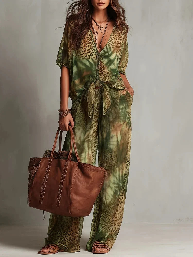 MAYA | BOHO JUNGLE-PRINT PALAZZO SET