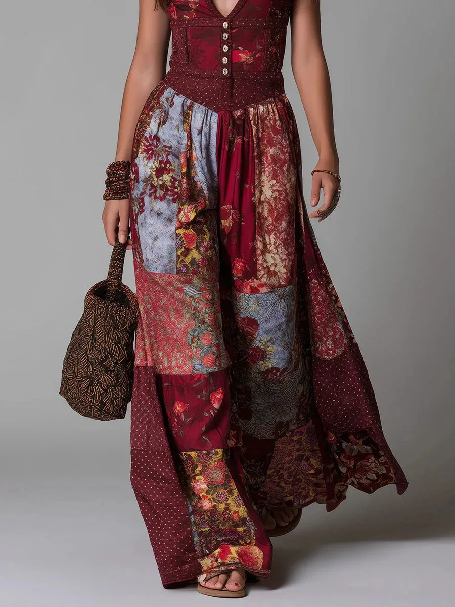 PIPER | VINTAGE BOHO PATCHWORK-FLORAL MAXI DRESS