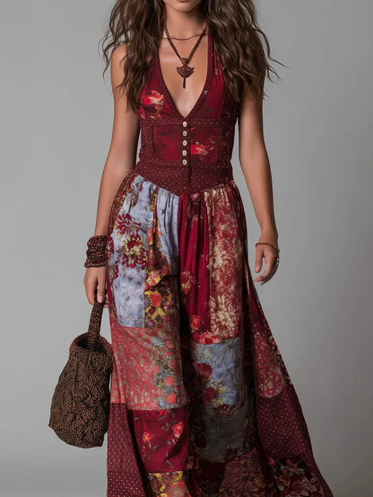 PIPER | VINTAGE BOHO PATCHWORK-FLORAL MAXI DRESS