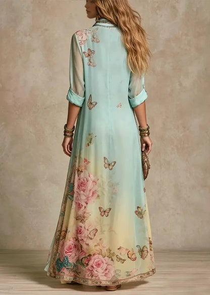 VIOLET boho floral shirt maxi dress