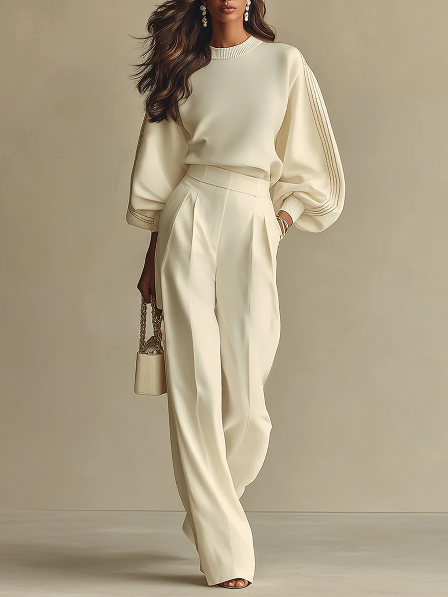 COLETTE ribbed crew-neck and wide-leg trouser set