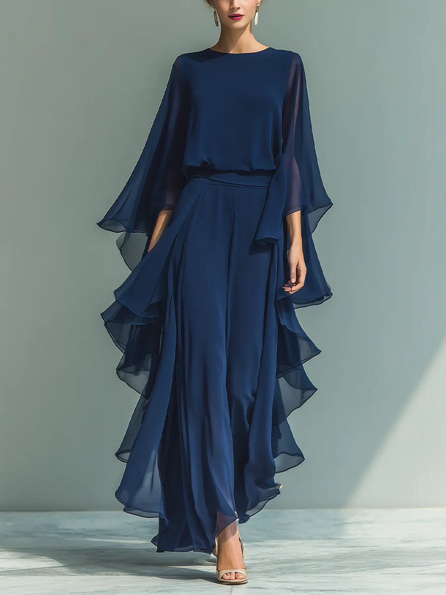 FRANKIE | CASCADING-SLEEVE AND RUFFLE SET