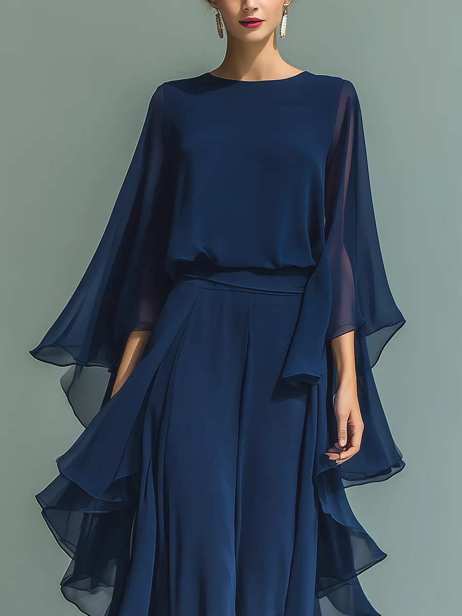 FRANKIE | CASCADING-SLEEVE AND RUFFLE SET