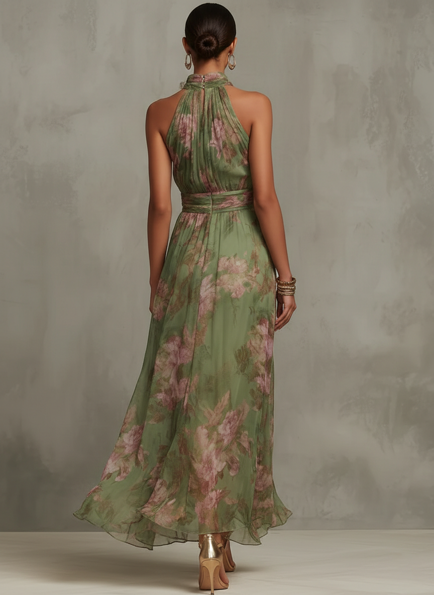 SCARLETT | FLORAL HALTER-NECK MAXI DRESS