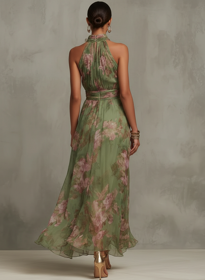 SCARLETT | FLORAL HALTER-NECK MAXI DRESS