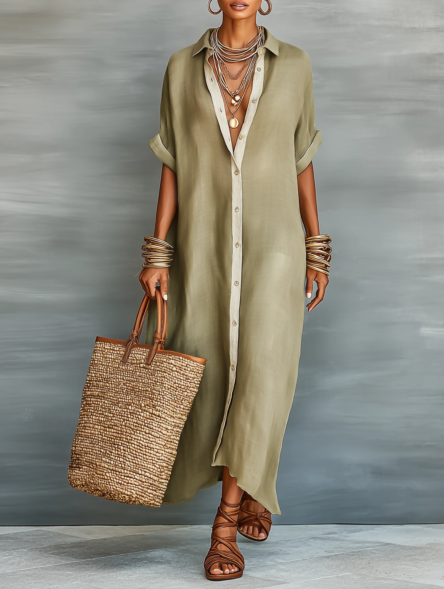 MARLOWE | BUTTONED MAXI SHIRT DRESS