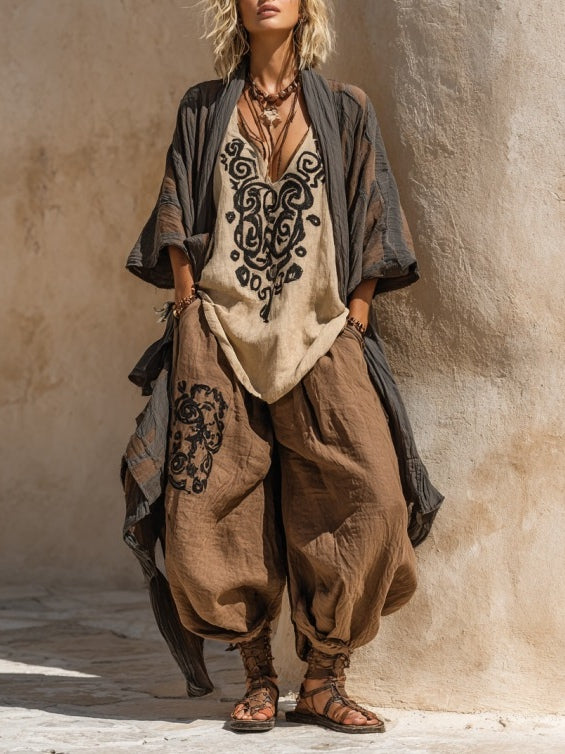 WINNIE | THREE-PIECE SET WITH ETHNIC EMBROIDERY