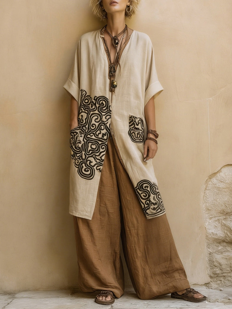 DELILAH | ETHNIC BOHO THREE-PIECE KIMONO AND PALAZZO SET