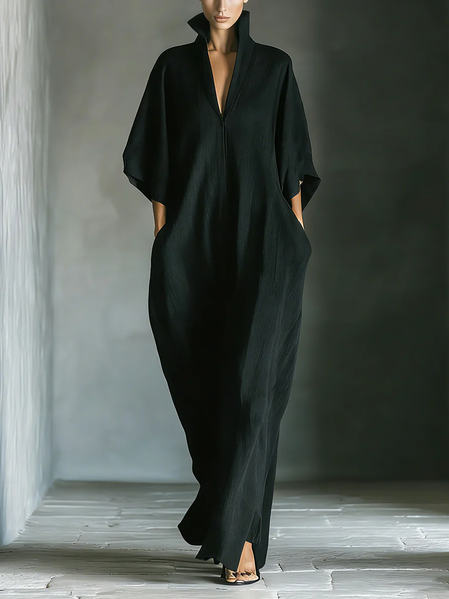 HATTIE | OVERSIZED V-NECK MAXI DRESS WITH KIMONO SLEEVES