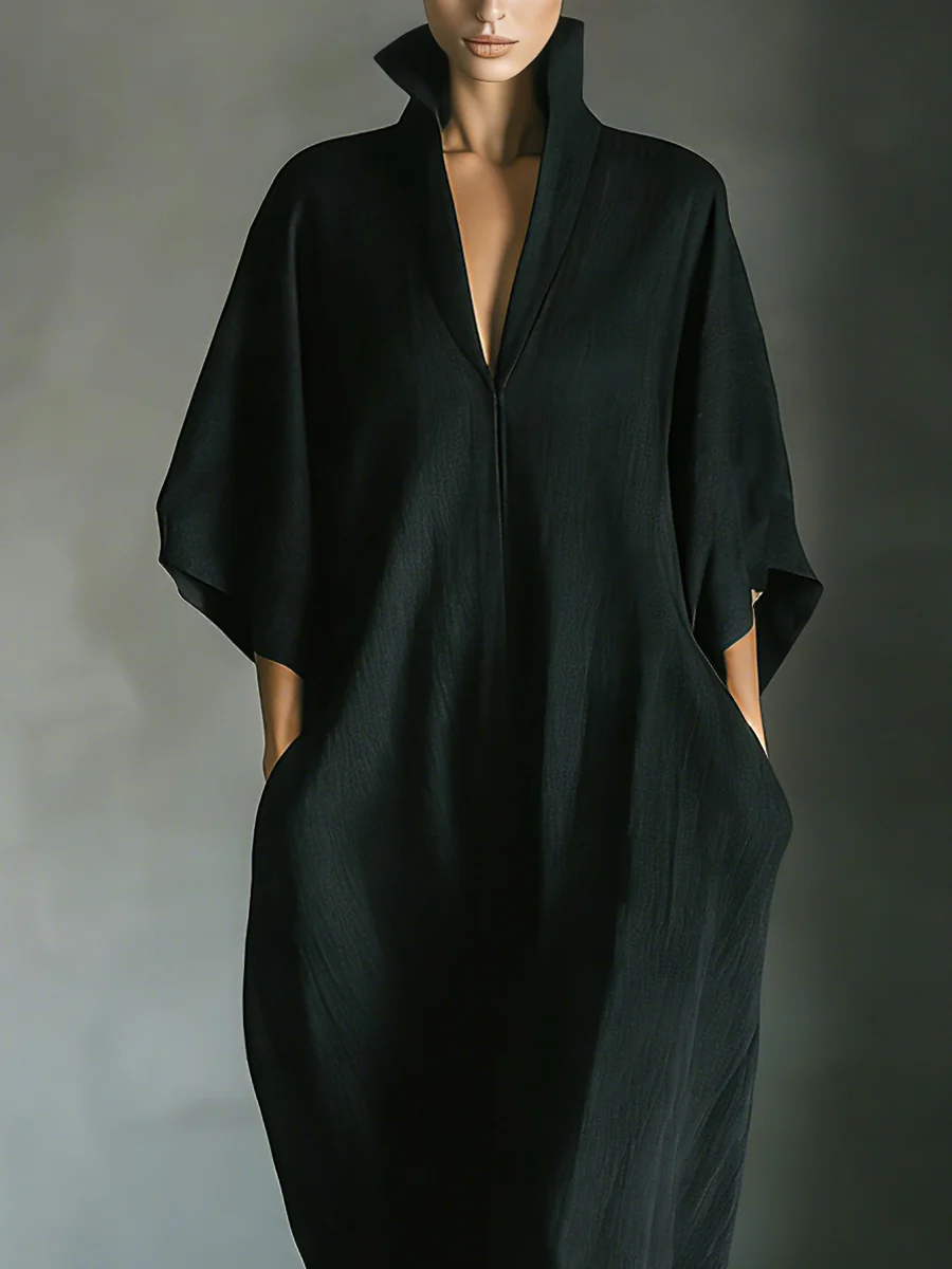 HATTIE | OVERSIZED V-NECK MAXI DRESS WITH KIMONO SLEEVES