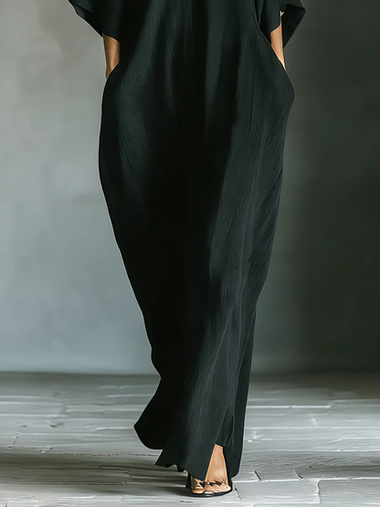 HATTIE | OVERSIZED V-NECK MAXI DRESS WITH KIMONO SLEEVES