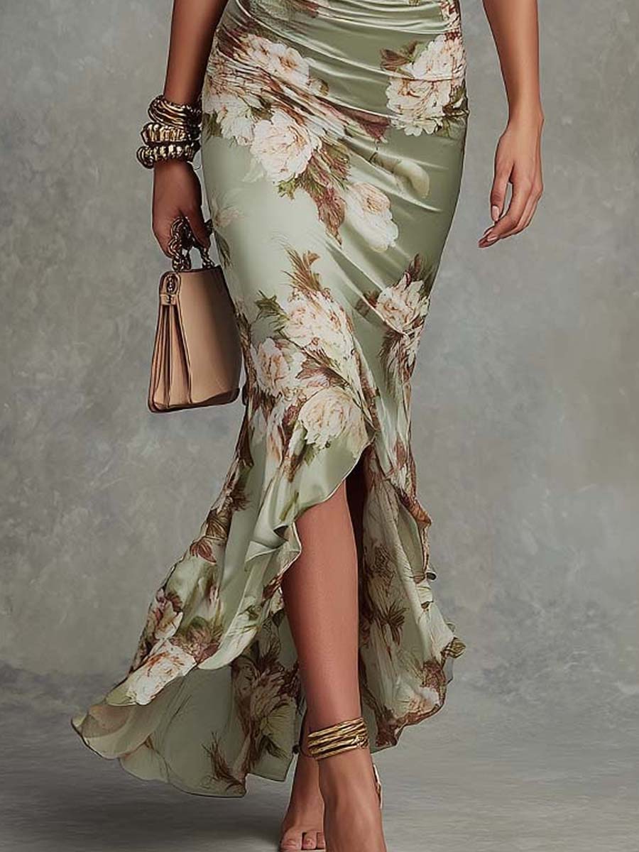 BRONTE | FLORAL DRESS WITH V-NECK AND BELL SLEEVES