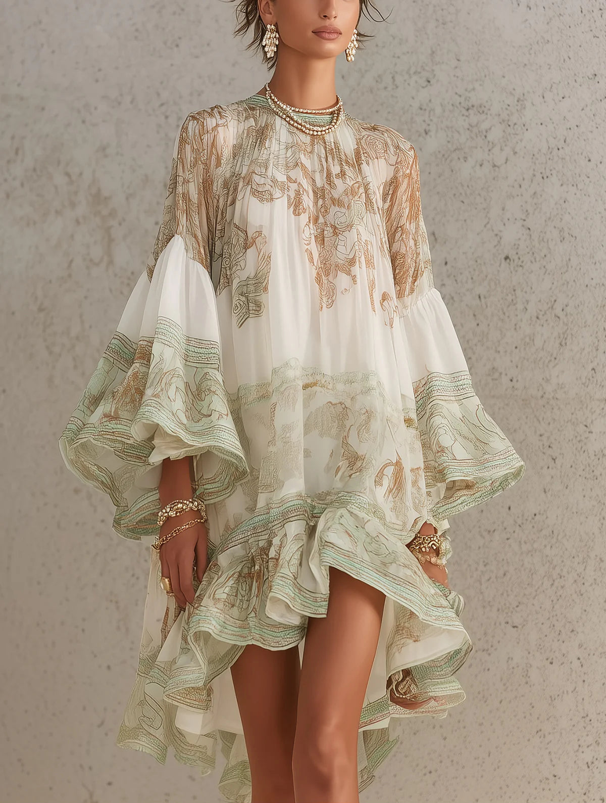 NINA | ORIENTAL-PRINT MINI DRESS