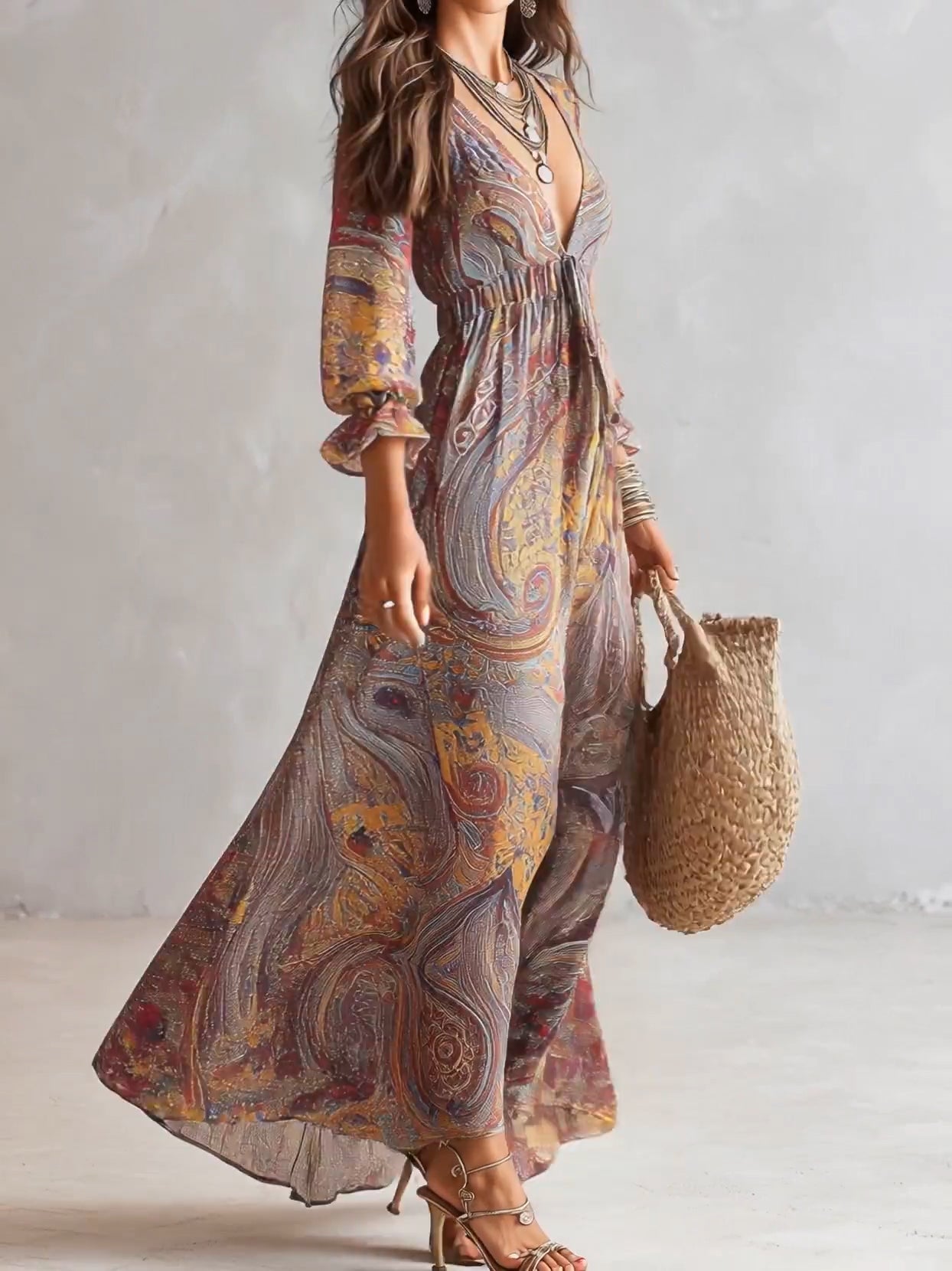 JORJA | PAISLEY MAXI DRESS WITH WAIST TIE