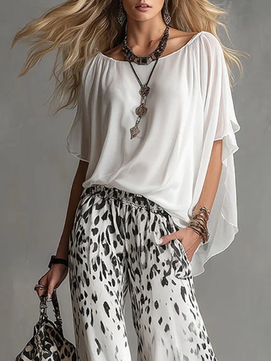 JOSEPHINE | BOHO CHIC ANIMAL-PRINT TOP AND TROUSER SET