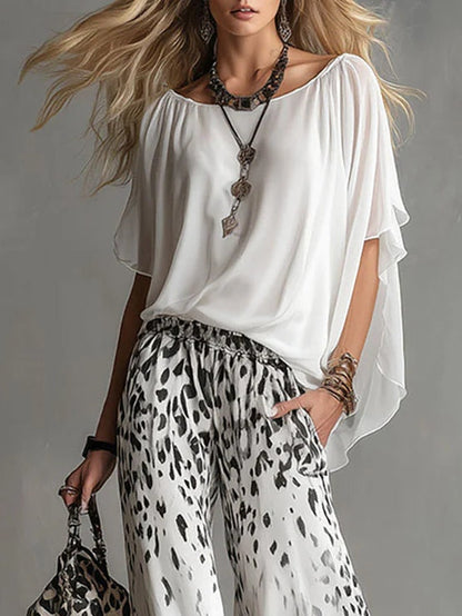 JOSEPHINE | BOHO CHIC ANIMAL-PRINT TOP AND TROUSER SET
