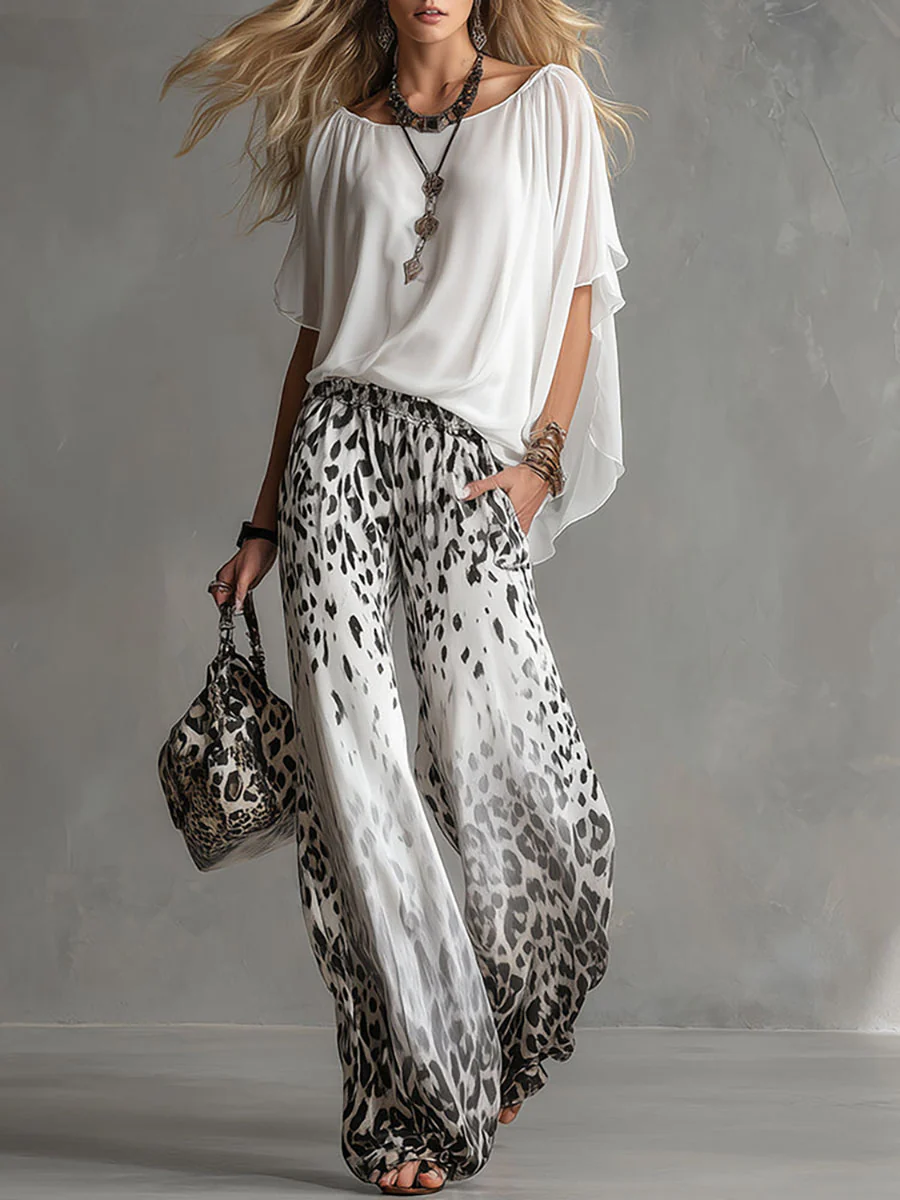 JOSEPHINE | BOHO CHIC ANIMAL-PRINT TOP AND TROUSER SET
