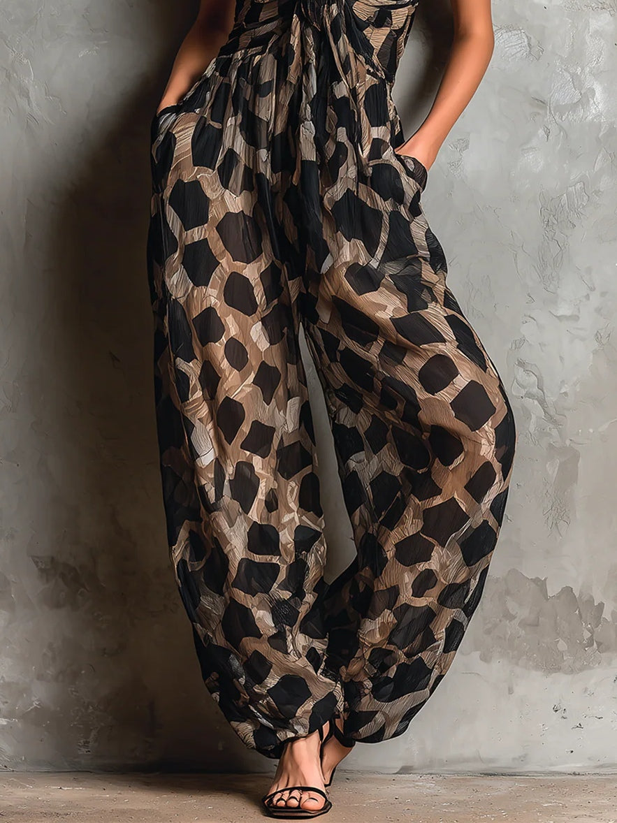 AVA | BOHO ANIMAL-PRINT WIDE-LEG JUMPSUIT
