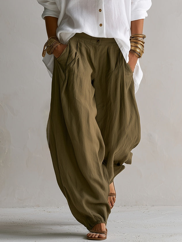 GEORGIA relaxed shirt and wide-leg lantern trouser set white