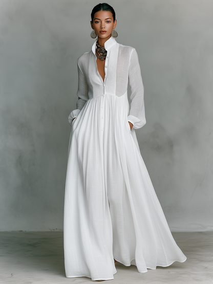 GRACE | BUTTONED MAXI DRESS WITH FLARED SKIRT