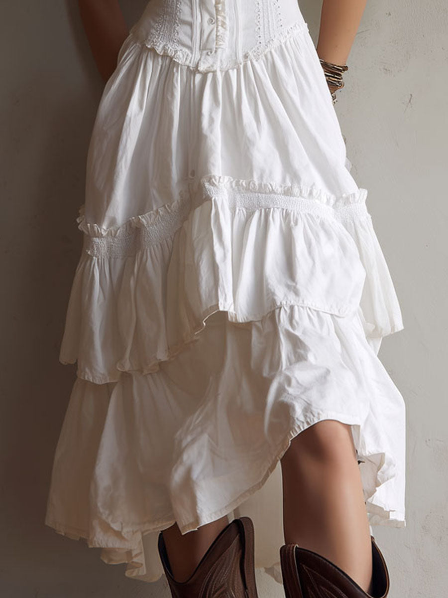 BEC | CORSET DRESS WITH TIERED SKIRT