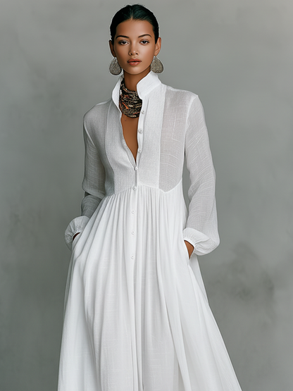 GRACE | BUTTONED MAXI DRESS WITH FLARED SKIRT