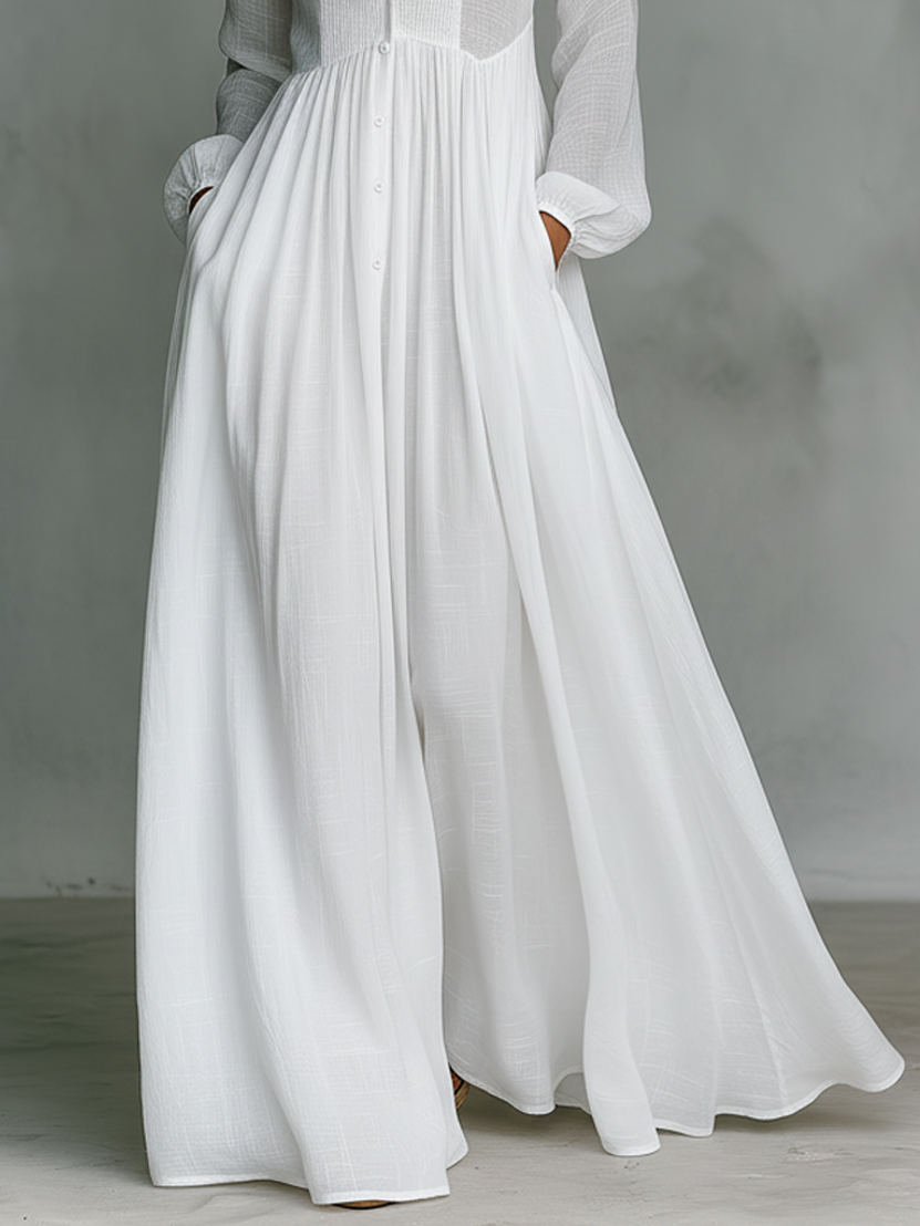 GRACE | BUTTONED MAXI DRESS WITH FLARED SKIRT