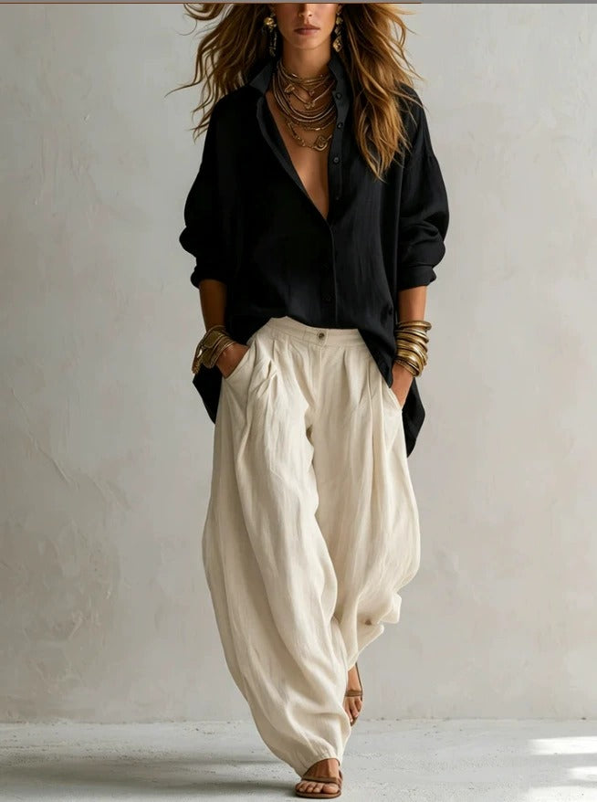GEORGIA | RELAXED SHIRT AND WIDE-LEG LANTERN TROUSER SET