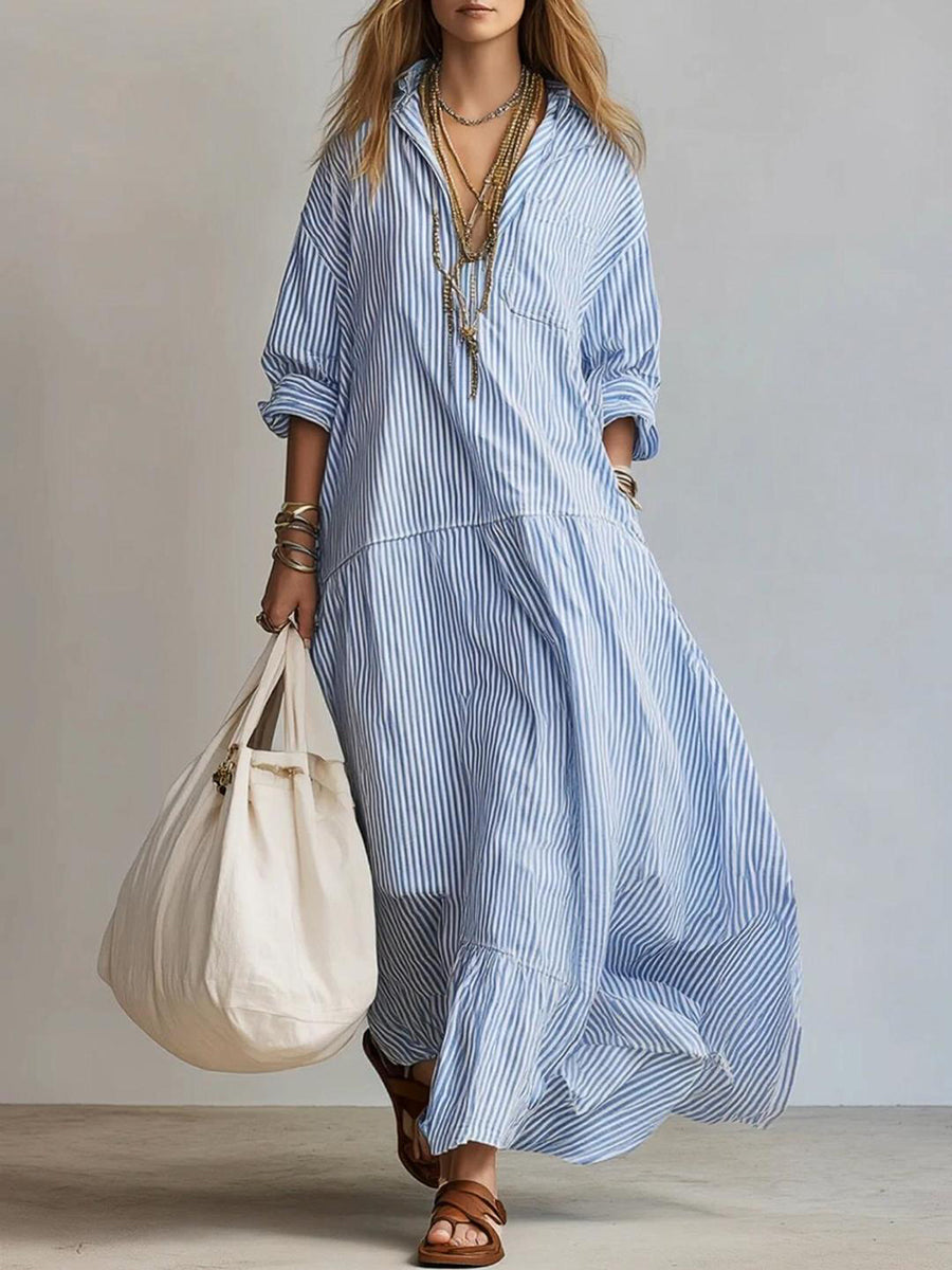 TALIA | STRIPED MAXI SHIRT DRESS
