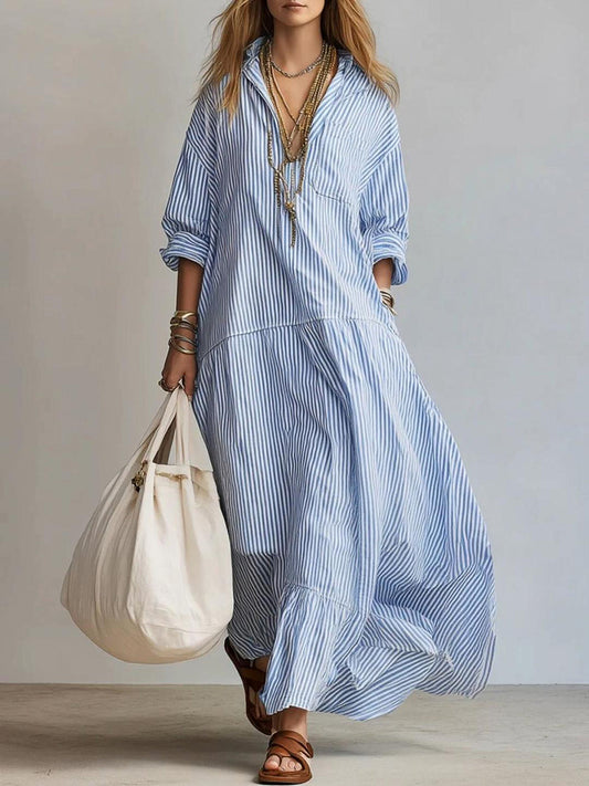 TALIA | STRIPED MAXI SHIRT DRESS