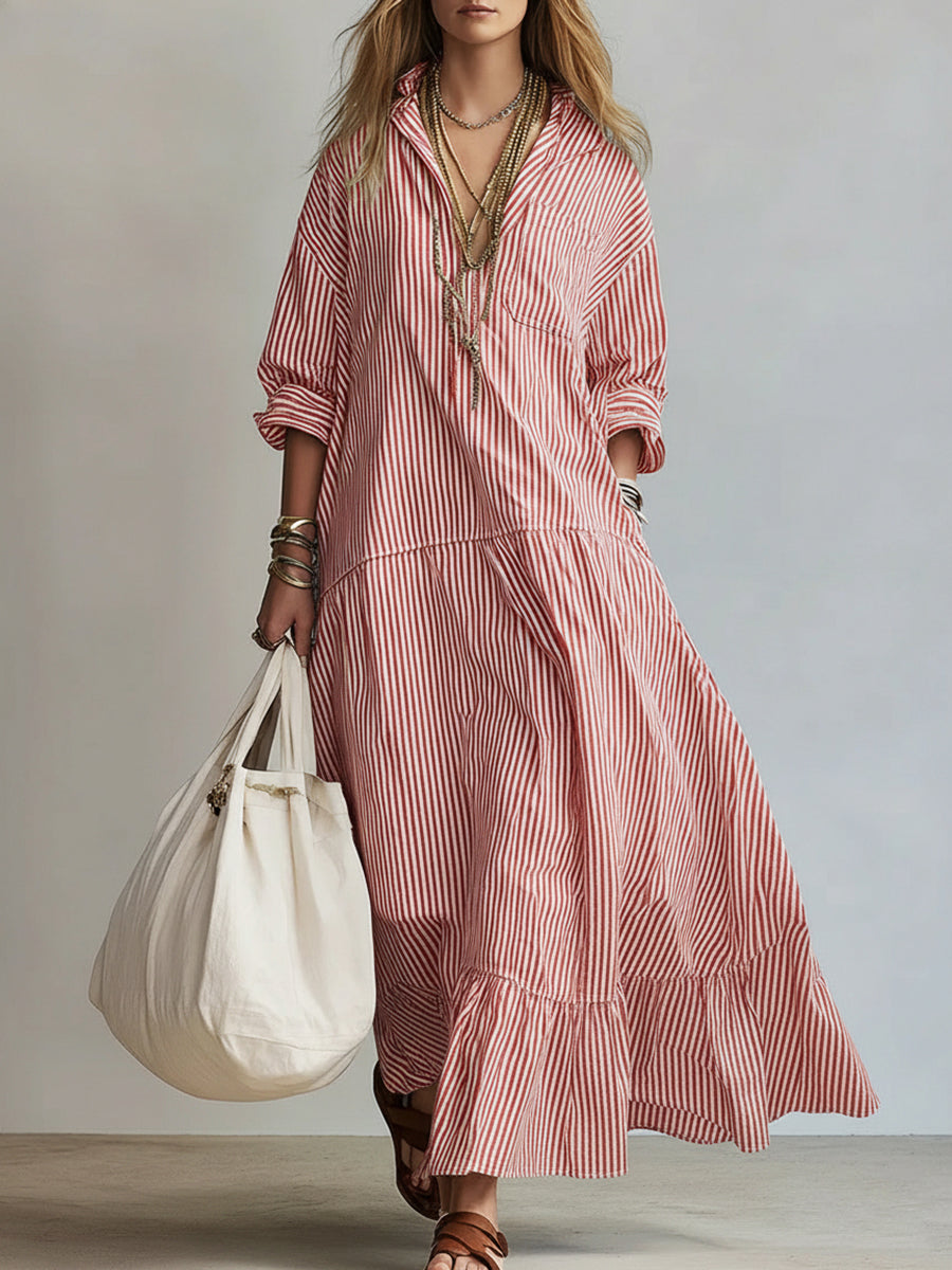 TALIA | STRIPED MAXI SHIRT DRESS