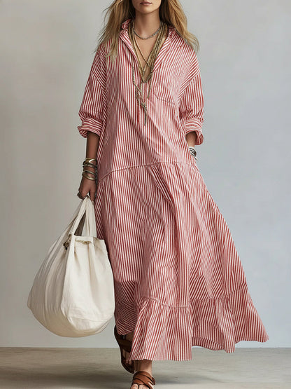 TALIA | STRIPED MAXI SHIRT DRESS