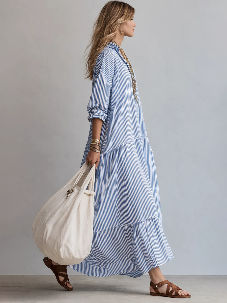 TALIA | STRIPED MAXI SHIRT DRESS