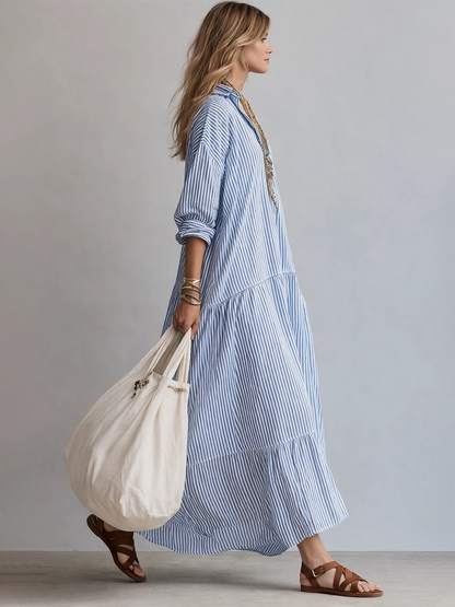 TALIA | STRIPED MAXI SHIRT DRESS