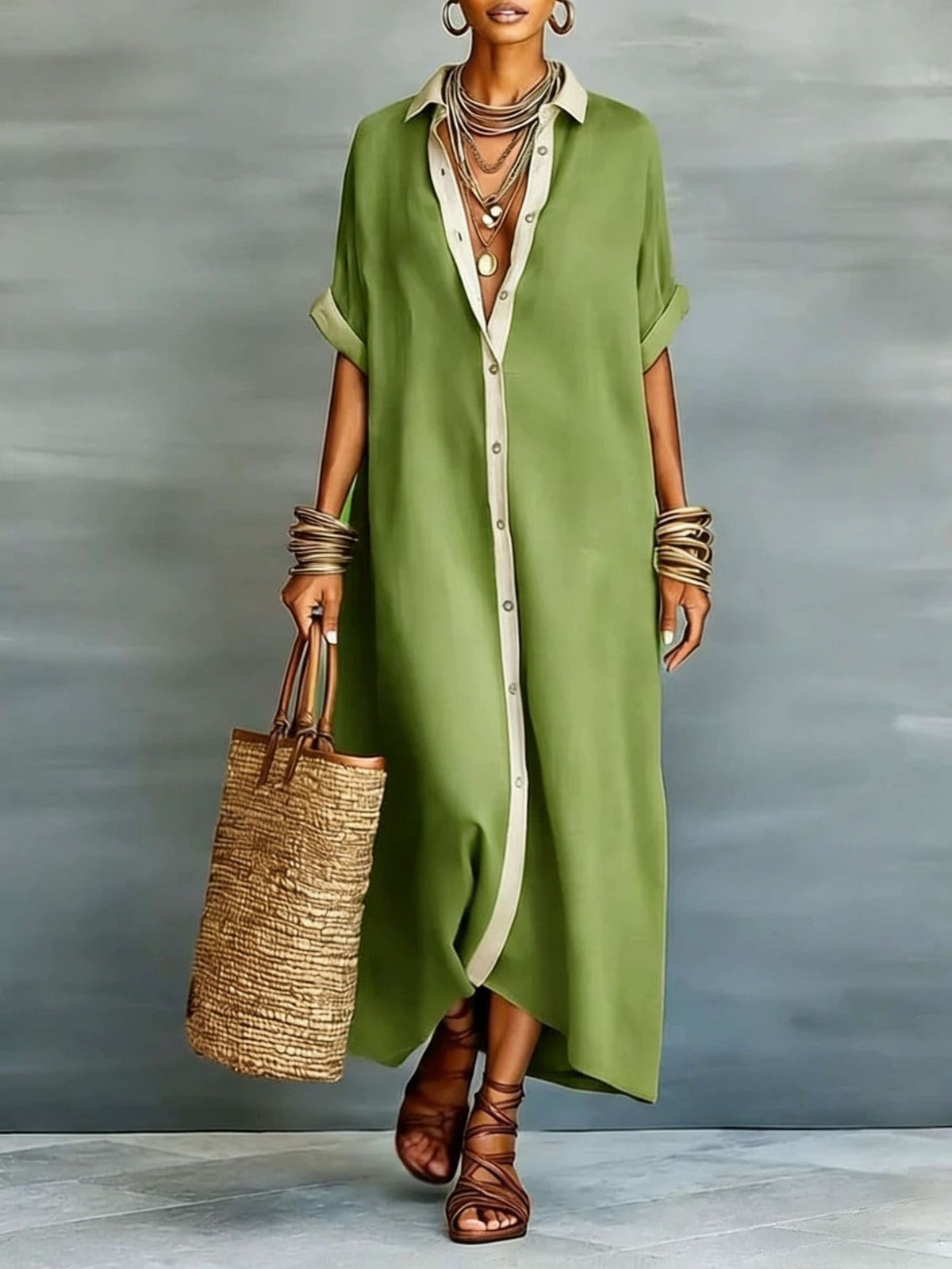 MARLOWE | BUTTONED MAXI SHIRT DRESS
